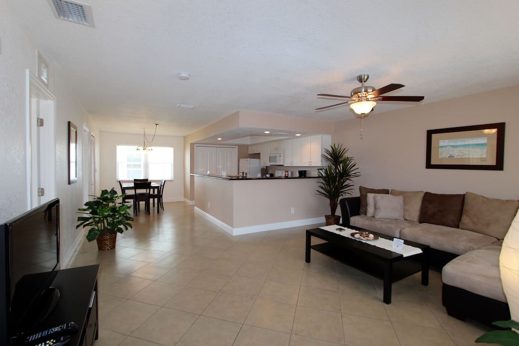 Nicely furnished with a large open floor plan