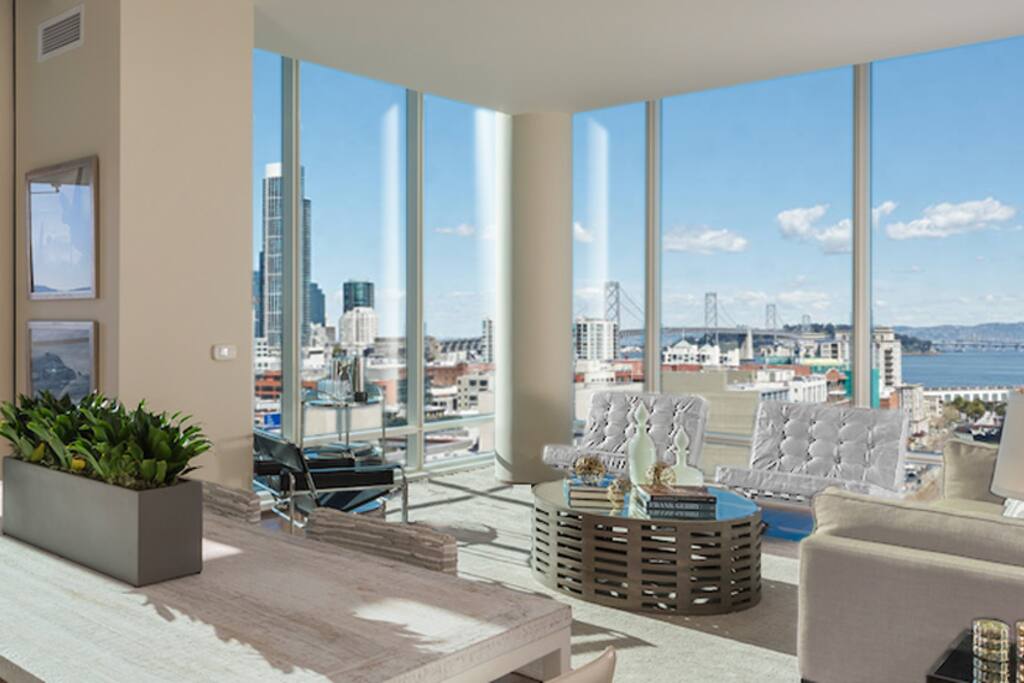 WHEREVER YOU LOOK YOU ARE SURROUNDED WITH A STUNNING VIEW OF THE BAY AND THE SKYLINE!
OUR KITCHEN OFFERS A FULLY FURNISHED KITCHEN WITH UTENSILS AND BASIC CONDIMENTS.