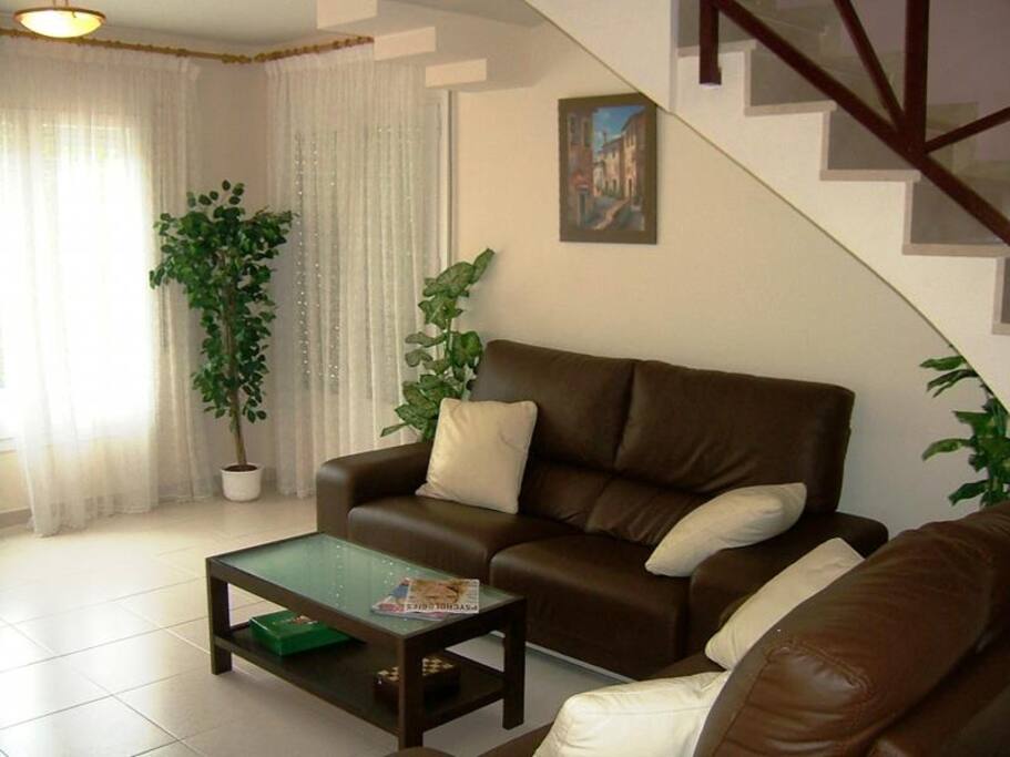 Spacious light lounge area
