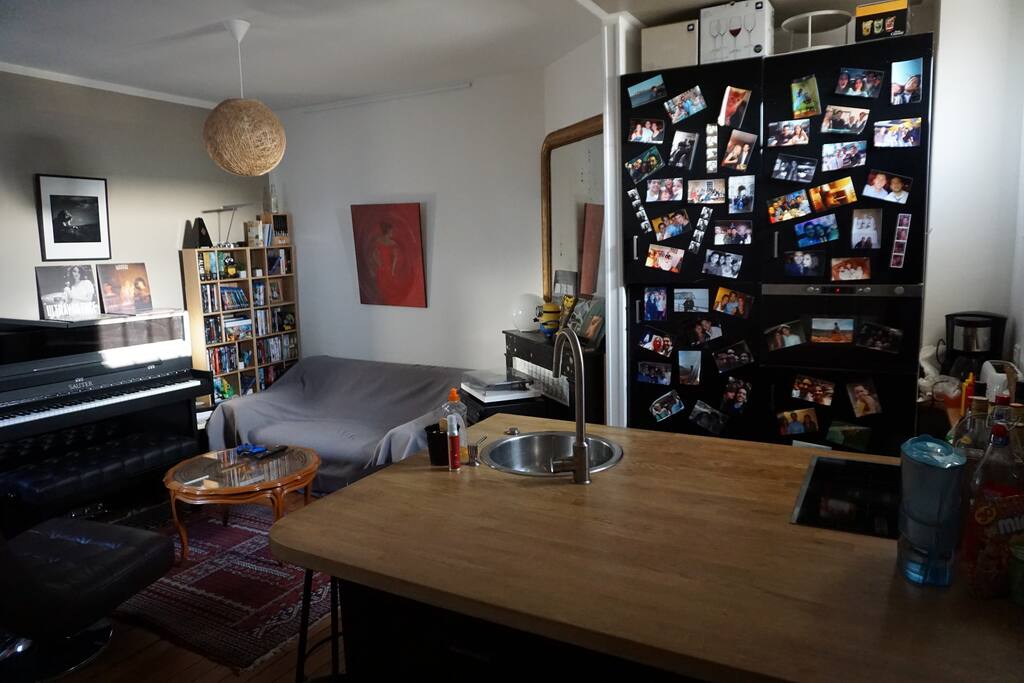 Cuisine américaine ouverte sur le salon (american kitchen open on the living-room)