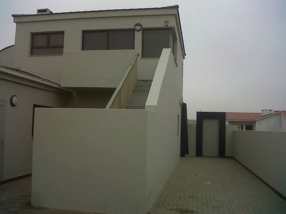 Private Entrance to flat upstairs with alarm
