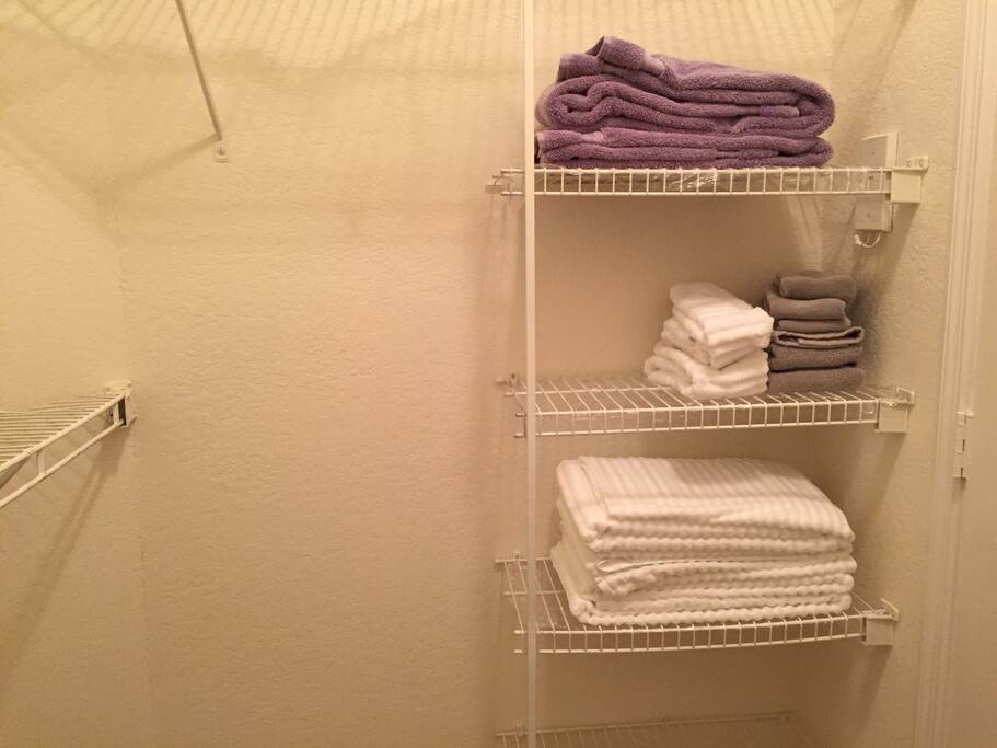 Towels, hand towels and wash cloths.