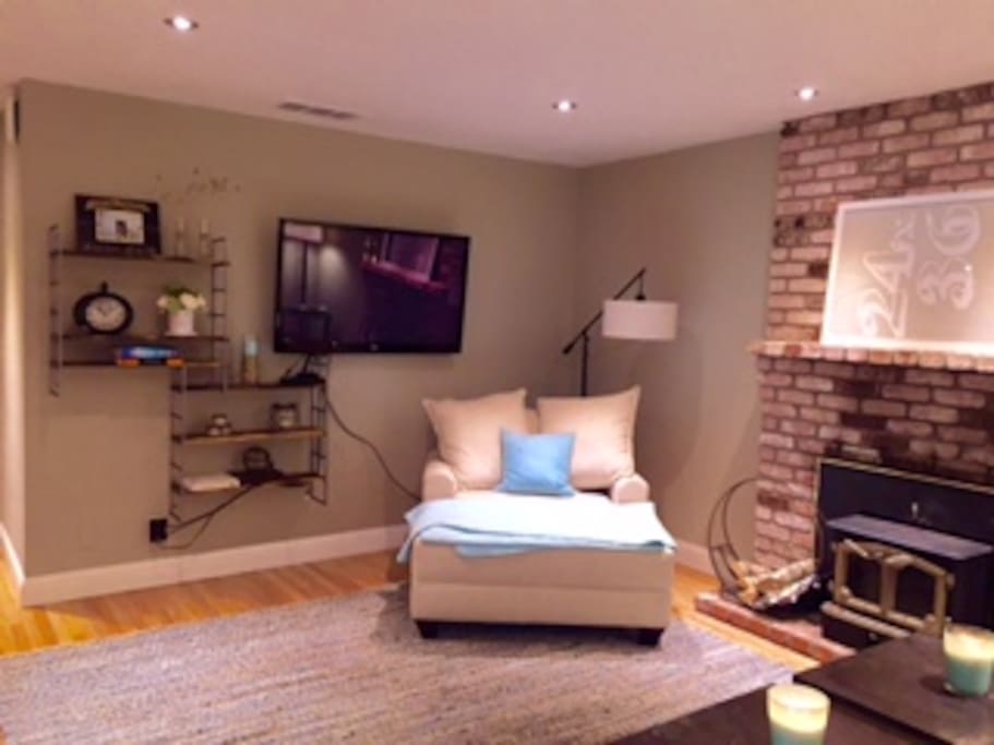 52 inch flat screen TV with DirectTV and Apple TV!
Wood burning fireplace