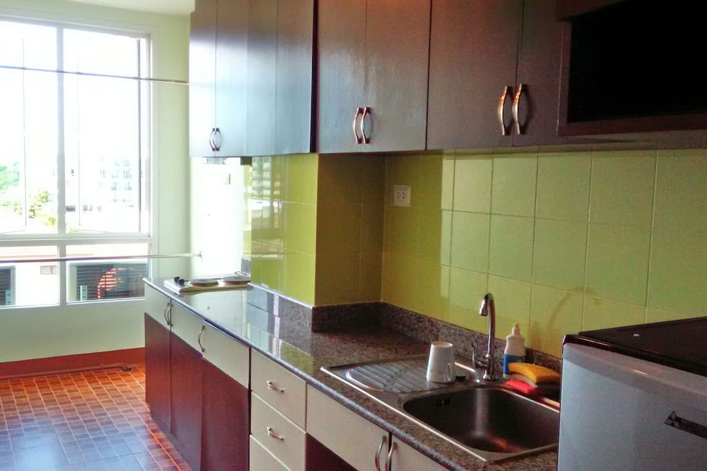 Small kitchen with electronic strove & microwave