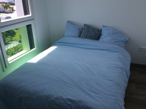 Bedroom, bathroom + coffee available