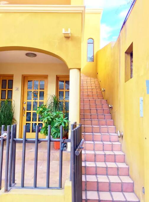 Front access to the Condo up the stairs, lighted at nights, also great light in the mornings.