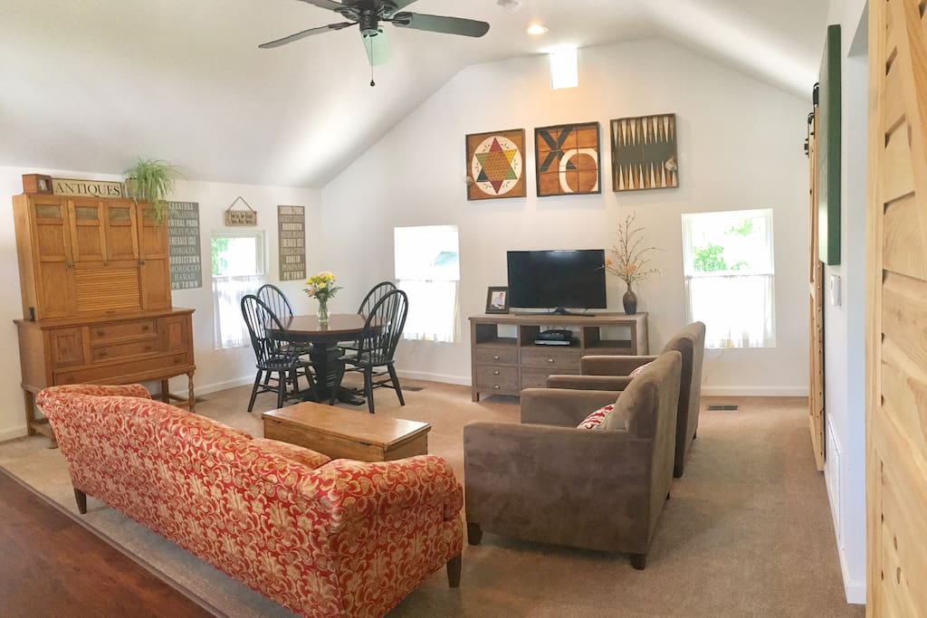 Barn doors, vaulted ceilings and all new!