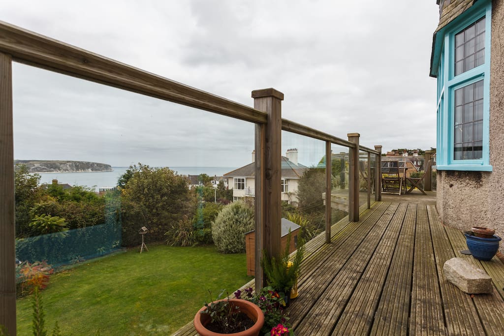 Second access to the balcony from the kitchen of the main house. Swanage Bay as the back drop.