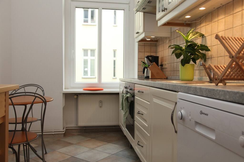 Table, chairs, dishwasher, and fully equipped kitchen!