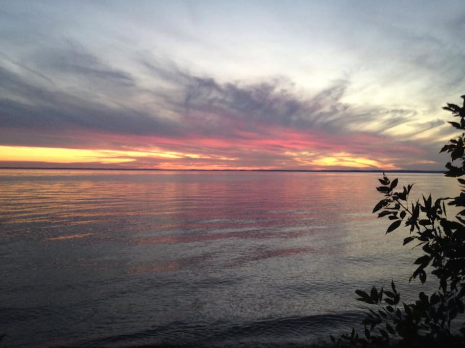 Sunset from the private beach