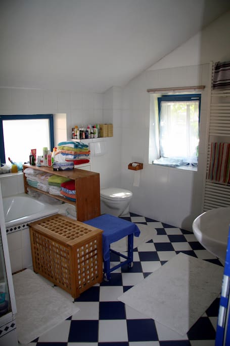Badezimmer mit Dusche und Wanne
