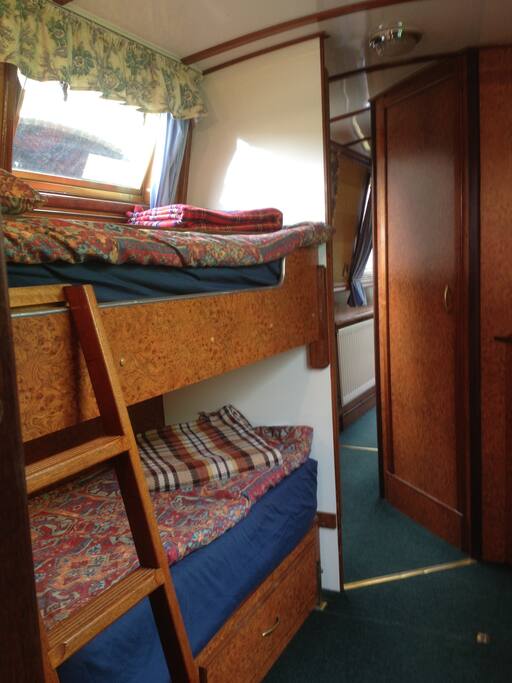 One of two sets of bunk beds. This set can be made into a double.