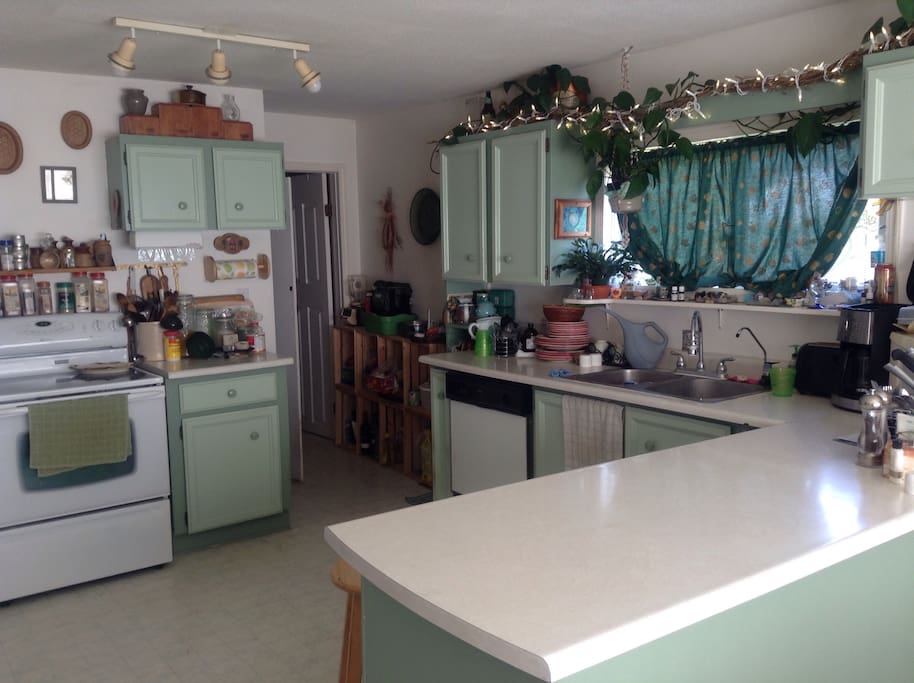 Kitchen is clean with new fridge & stove and ample counter space