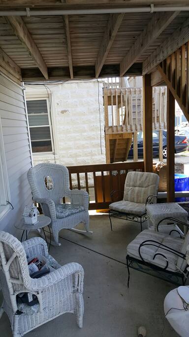 front patio cover by upstairs porch