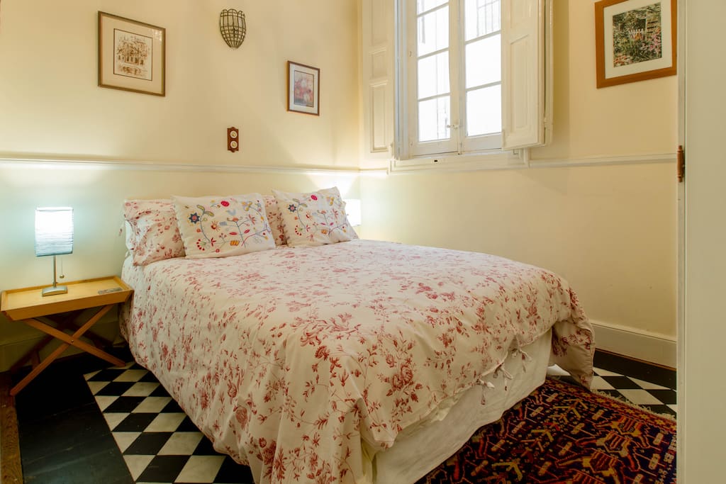 Your bedroom; not large, but has everything you need