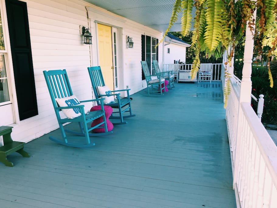 Terrific front porch to relax on in the rocking chairs