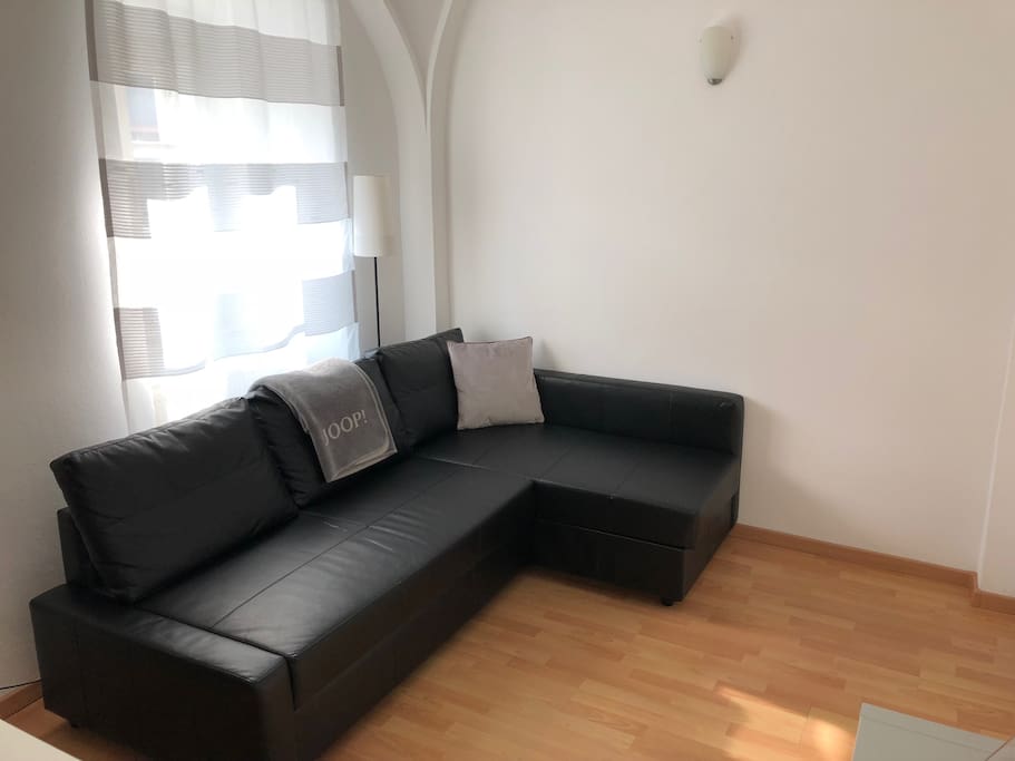 Wohnbereich (die Couch ist zum Ausziehen)