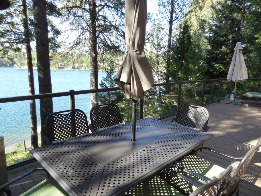 Upper Level Deck Overlooks Lake