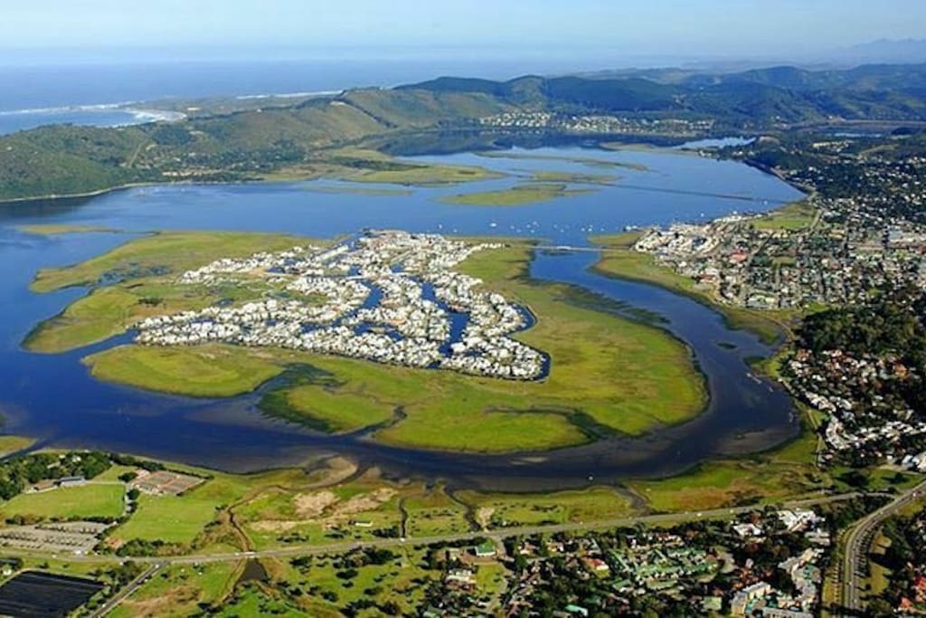 Aerial View of Thesen Islands in the Knysna Lagoon