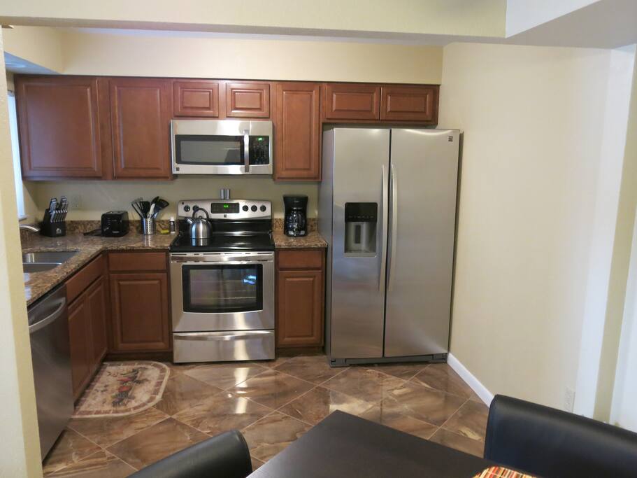 Large kitchen with all that you need to cook a meal. Not shown is the new W/D that is on the right side wall.