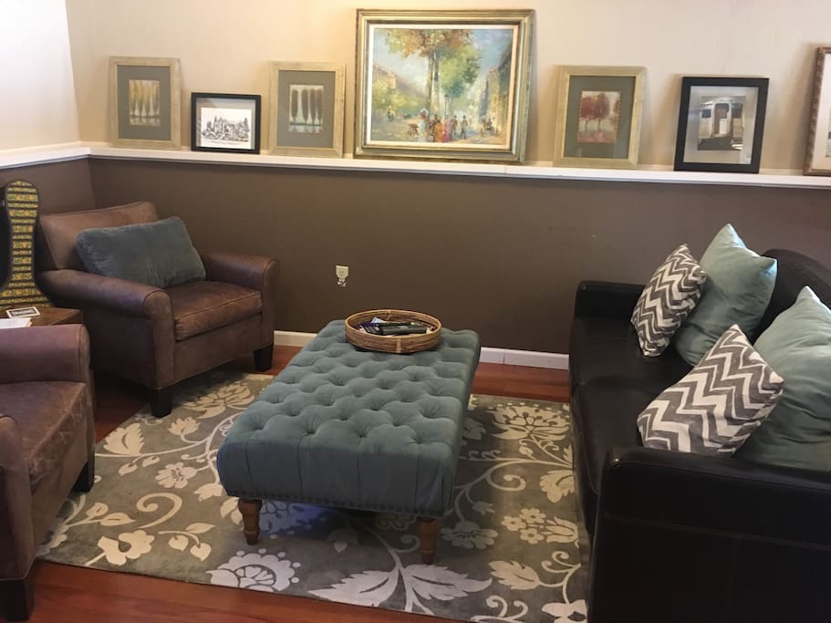 Living area with pull out sofa bed, full cable and on demand TV