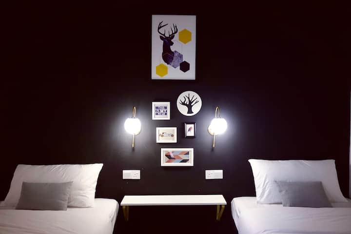 Bedroom 4 with attached bathroom (2 single bed) *ground floor*