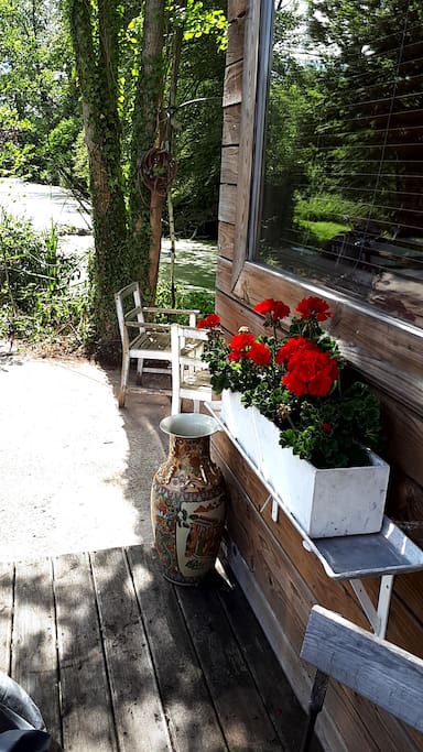 Terrasse et étang