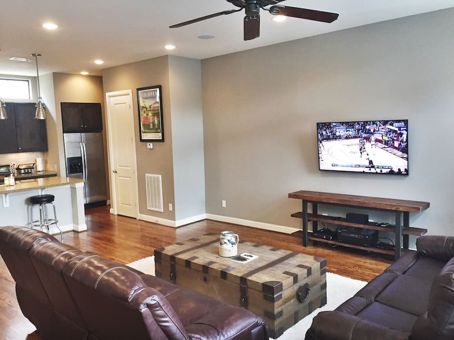 55" TV in the Living Room with 5.1 Surround Sound