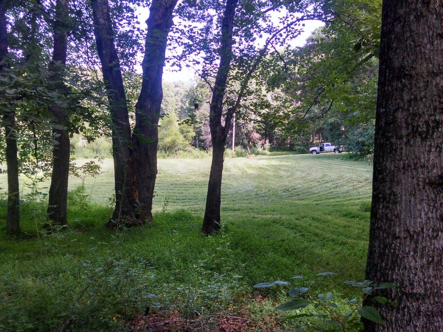 field for camping and parking. plenty of space in the woods too.