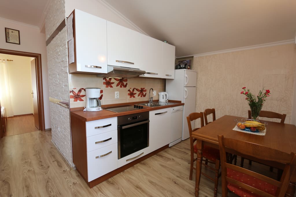 Wohnung 2 Küche und Blick zu Zimmer