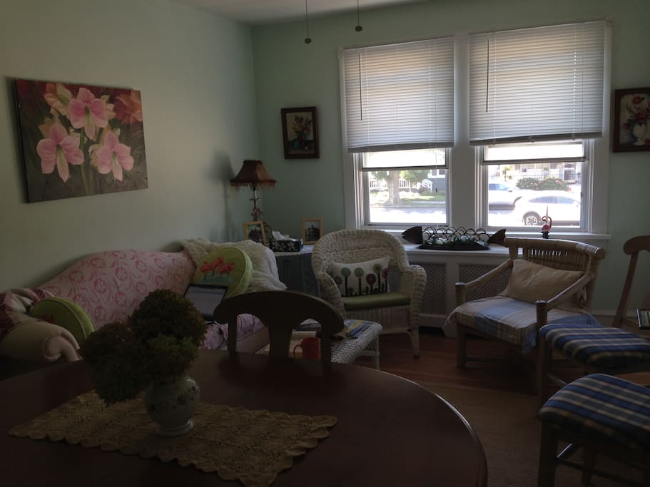view from kitchen to dining/living