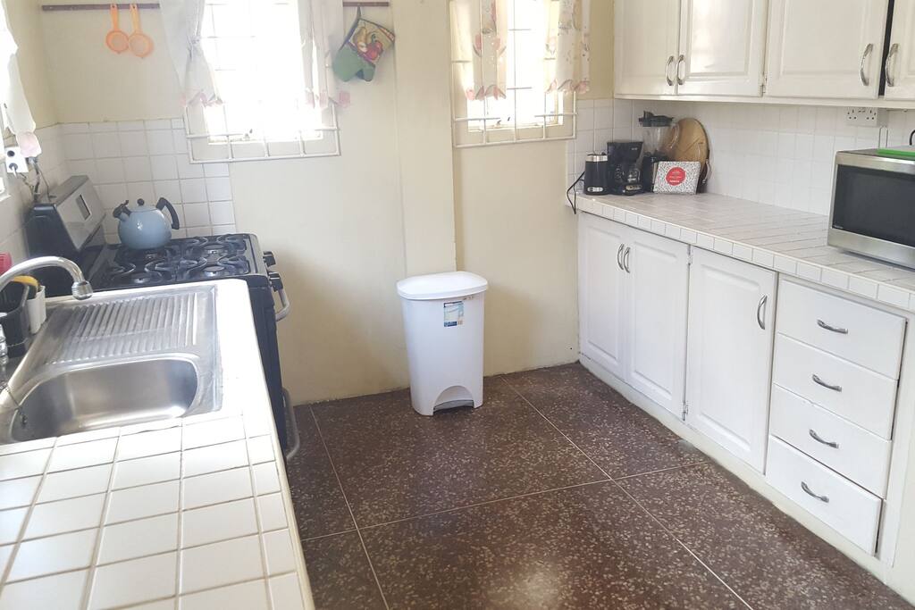 Kitchen with small and large appliances