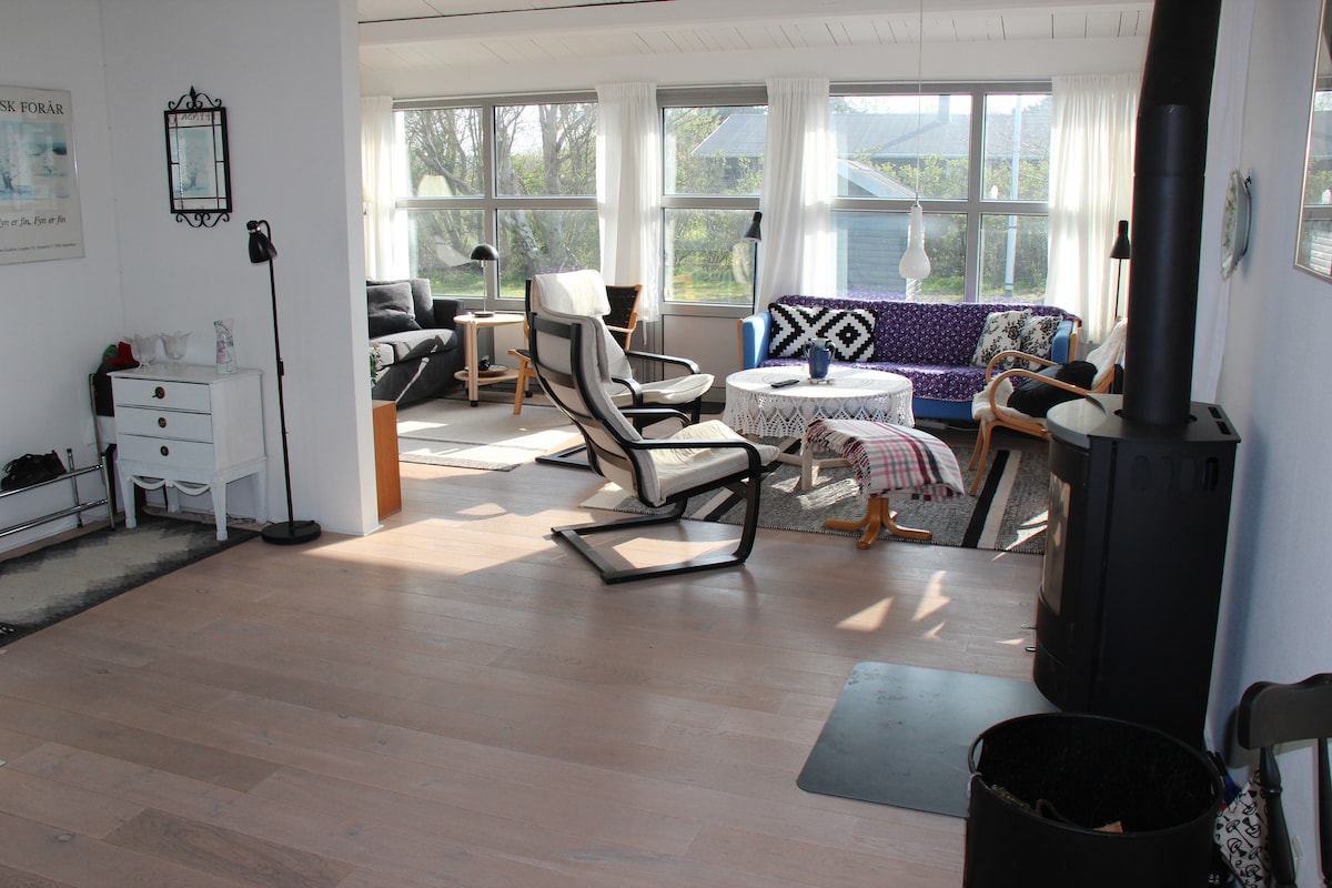 带柴火炉的客厅