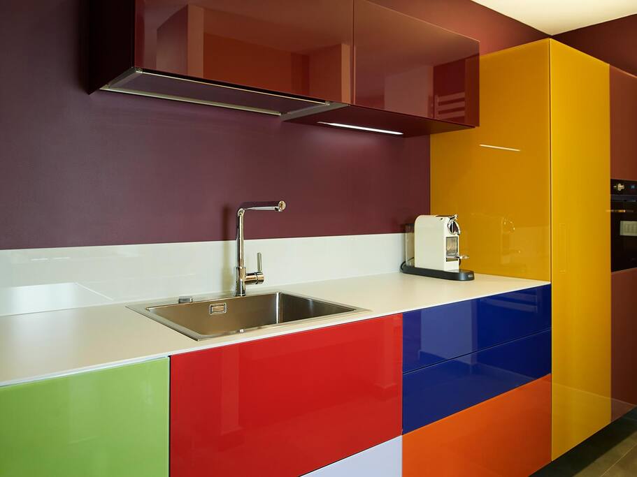 The kitchen is large and fully equipped, with big fridge, oven and dish washer.