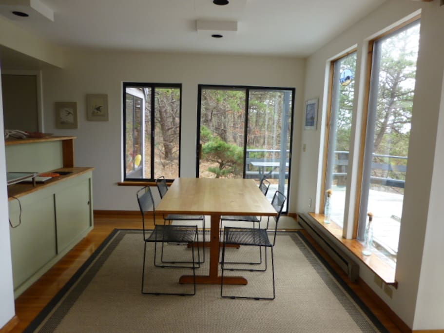 Dining room with large deck outside