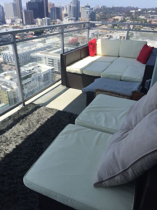 patio to lounge in see amazing views throughout the day and night .