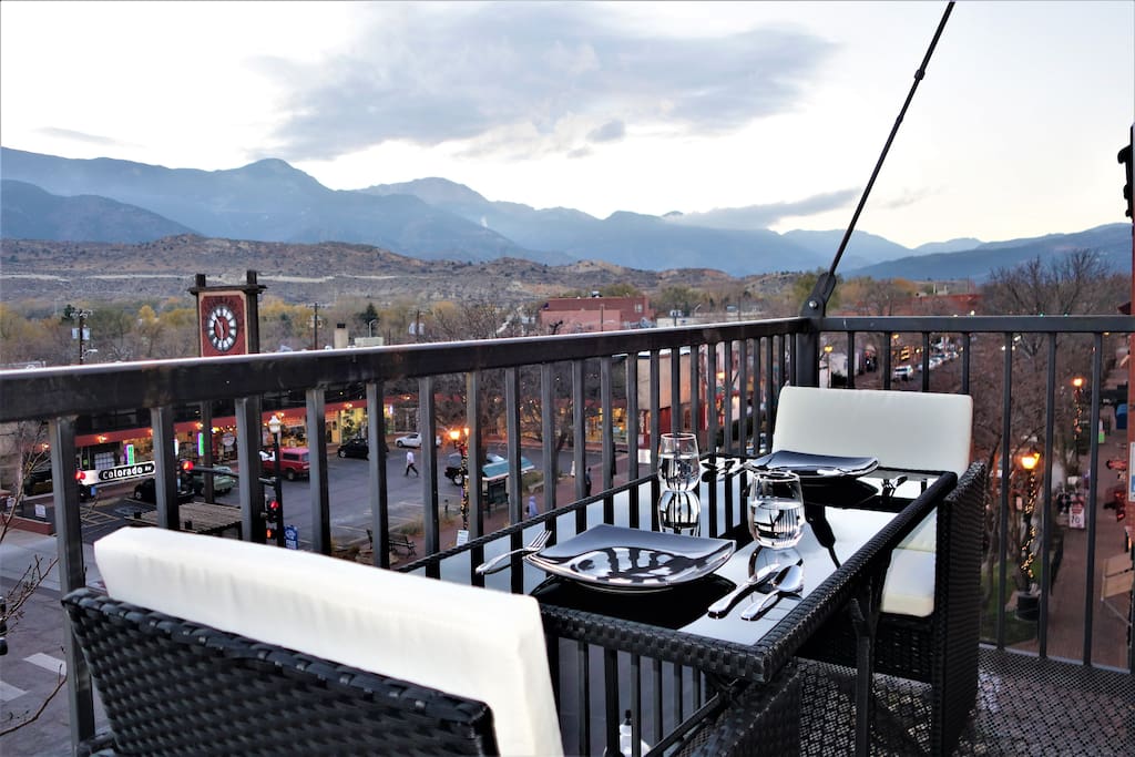 Relax on the balcony. The view pairs nicely with a beverage!