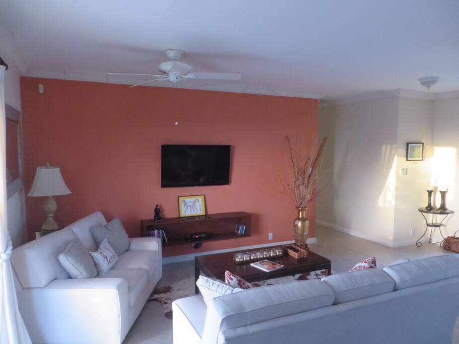 Living room with Cable and smart TV.