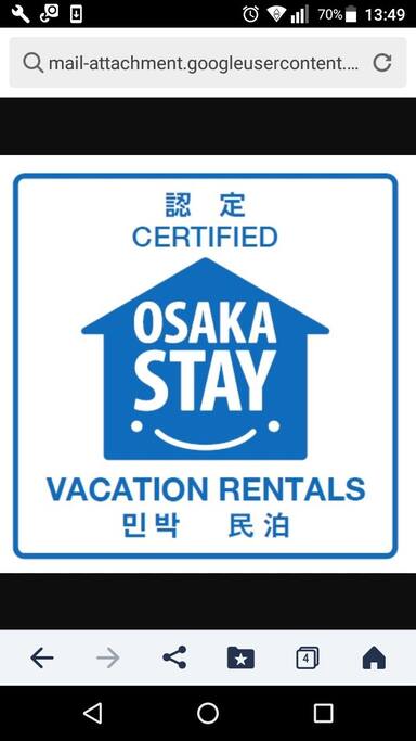 My room is certified by Osaka city.