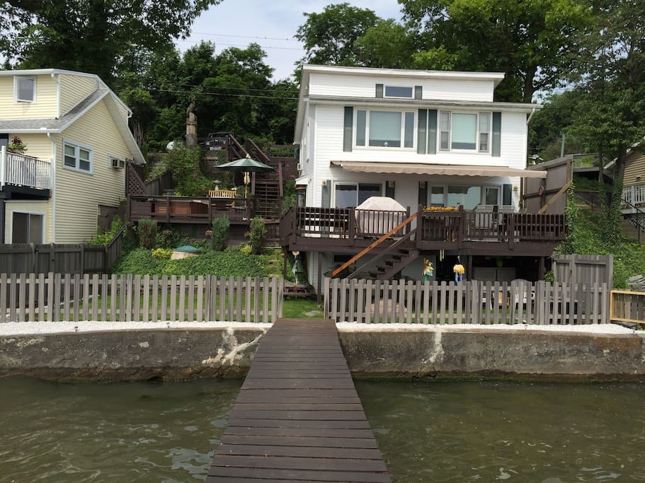 Lake view of the house. Easy access to & from the lake.