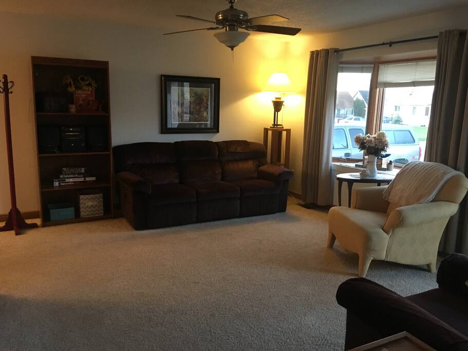 The front room is stocked with board games for guests to enjoy.
