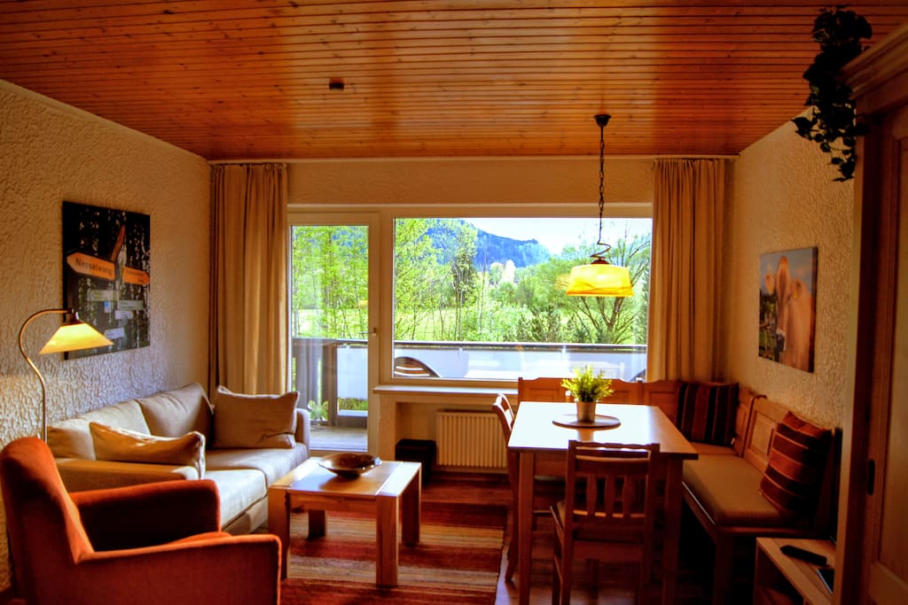 Living/dining area looking out to balcony