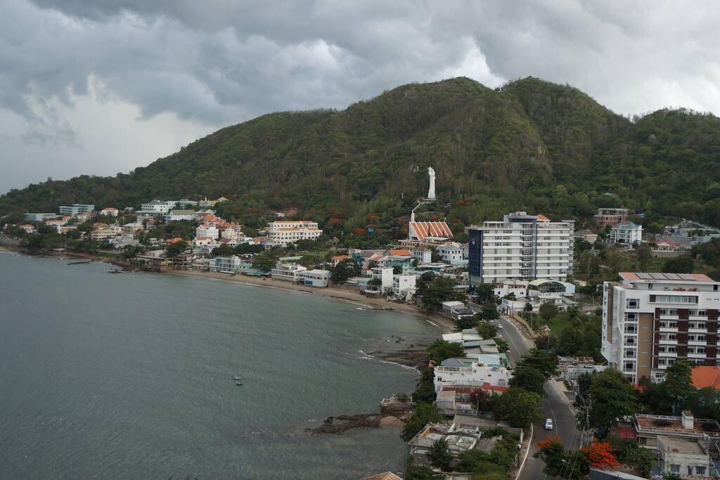 looking down at the bay.