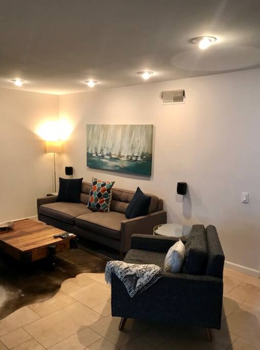 T.V room with fireplace