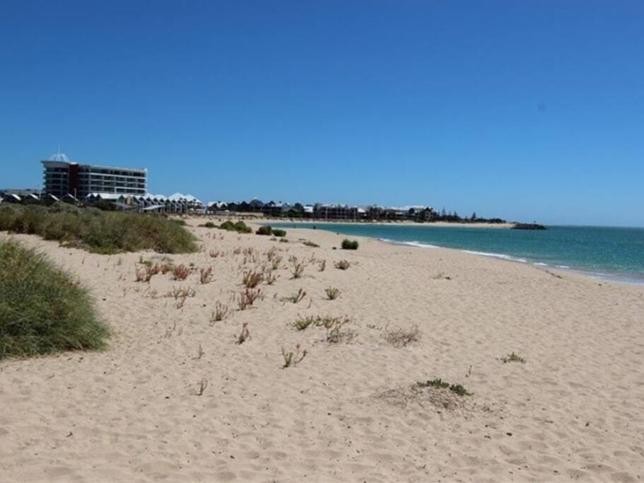 This child friendly beach is less than 400 metre walk away.