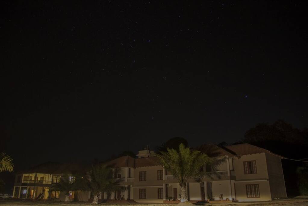The building facade in the night