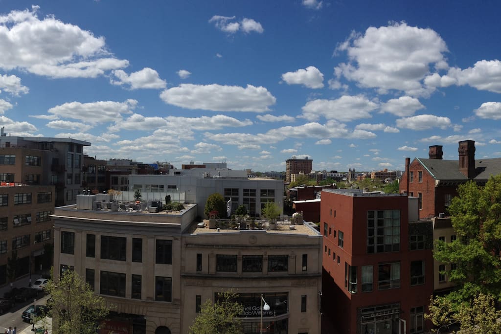 View from the 25ft+ balcony overlooking 14th St. and facing the sunset.