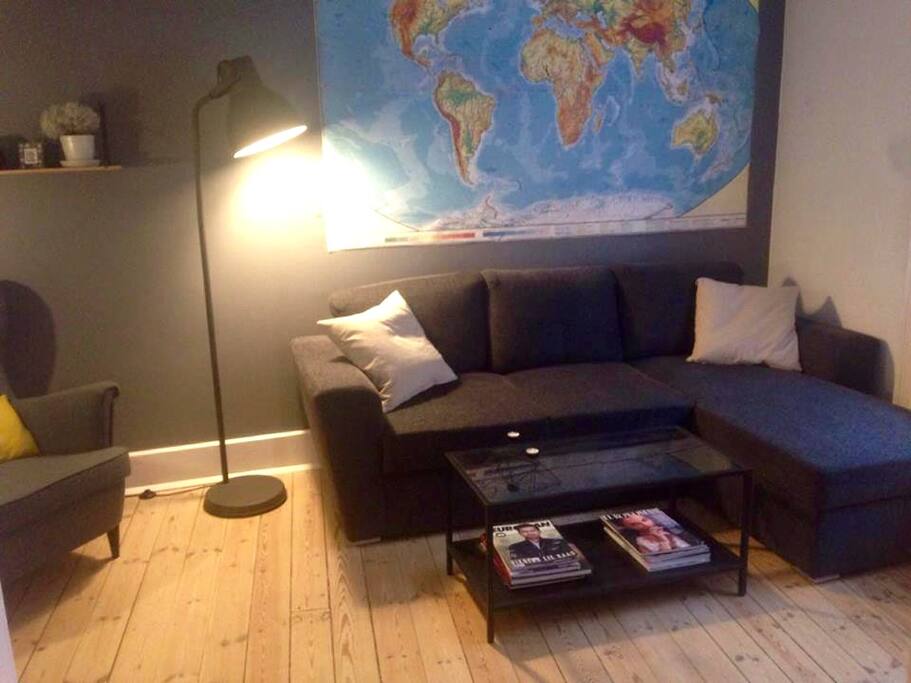 The living room with a sofabed