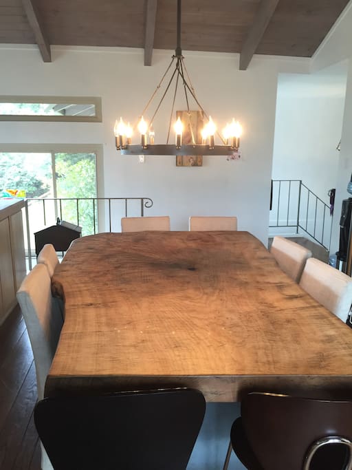 Elegant live edge wood dining table seats 8-10