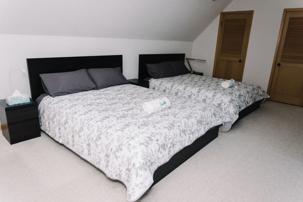 Room #5 located upstairs. 2 Queen beds with 2 large closets
